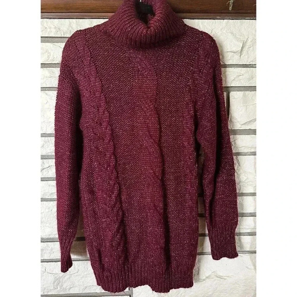 Harper Heritage Cadie Cable Knit Turtleneck Sweater Mini Dress Size Small - Picture 1 of 8